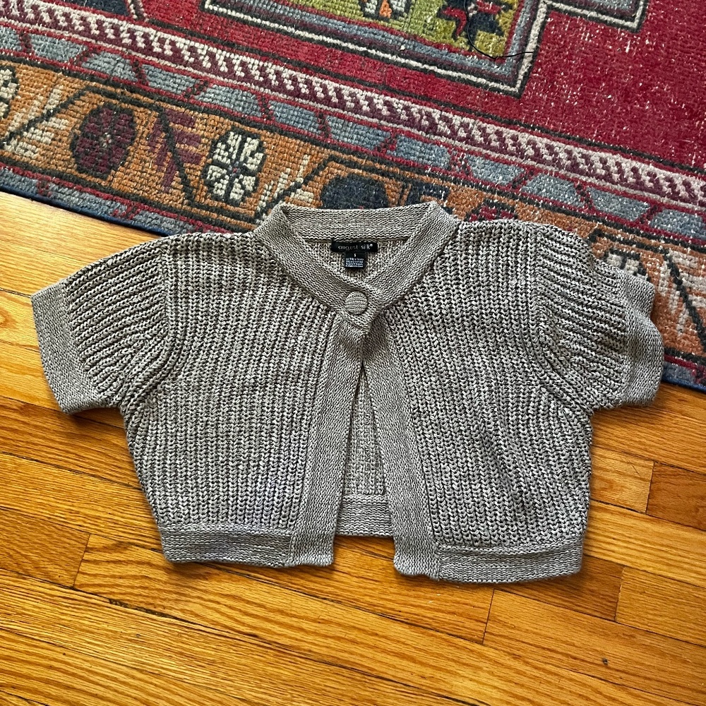 August Silk Women's Knit Short Sleeve Cardigan shrug M